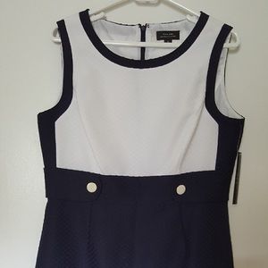 Tahari Navy and White Dress
